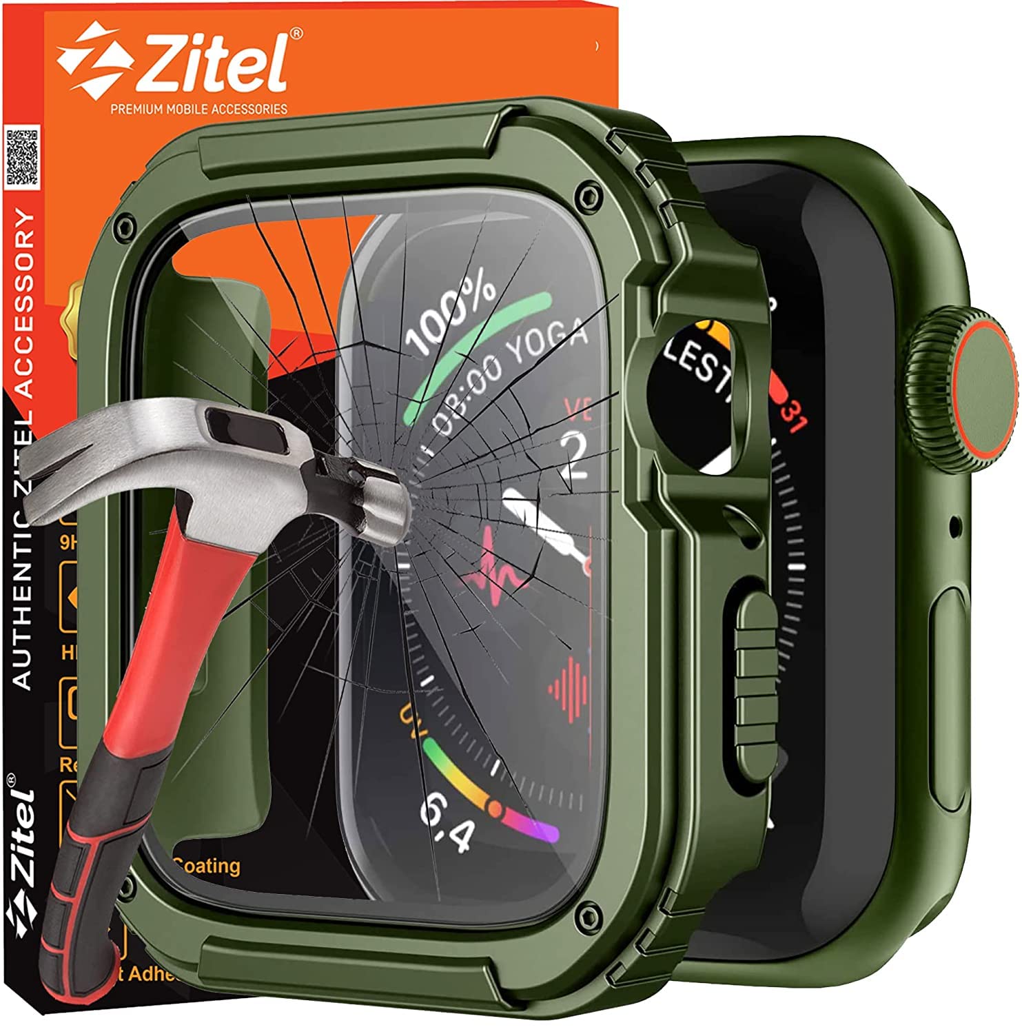 Zitel Rugged Case for Apple Watch Series 9 8 7 45mm Screen Protect