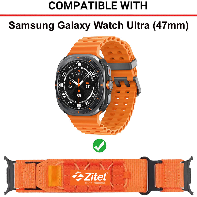 Zitel Band for Samsung Galaxy Watch Ultra 47mm Rugged Nylon Ultra Wide Sports Strap