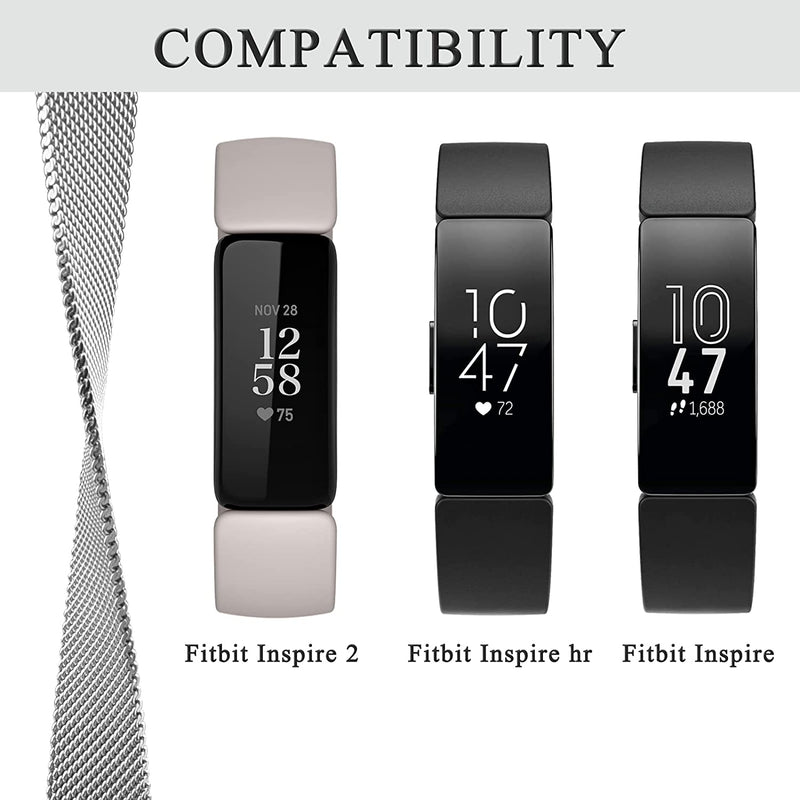 Zitel Band for Fitbit Inspire 2 / Inspire HR / Ace 2 Stainless Steel Straps - Silver