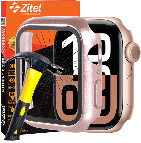 Zitel Case for Apple Watch Series 10 46mm Screen Protector Cover - Rose Gold