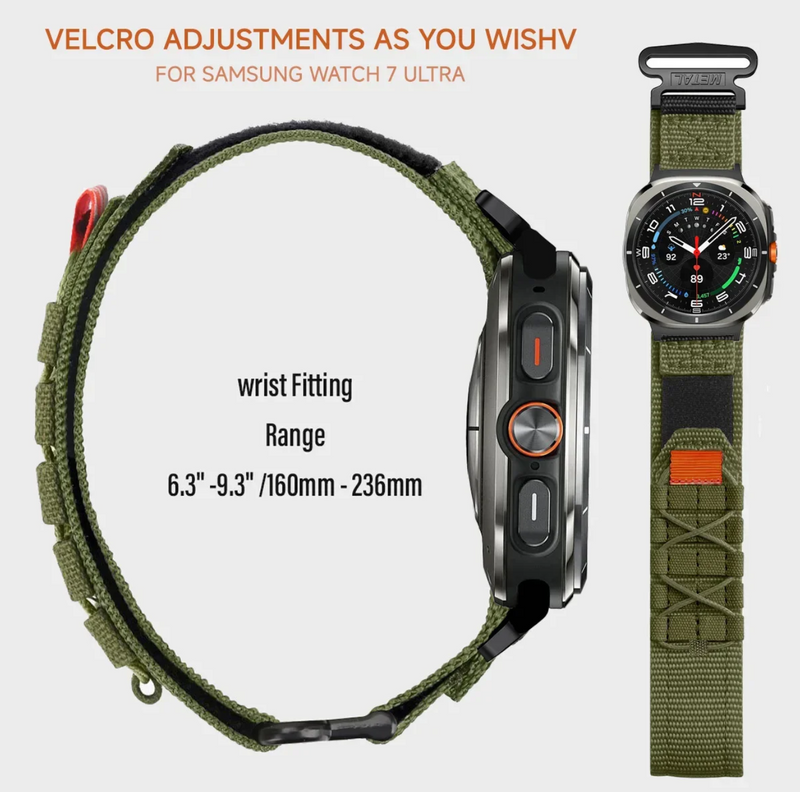 Zitel Band for Samsung Galaxy Watch Ultra 47mm Rugged Nylon Ultra Wide Sports Strap