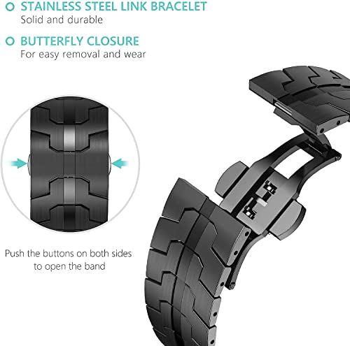 Zitel Stainless Steel Band for Apple Watch Metal Strap for 41mm 40mm 38mm, Series 9 | 8 | 7 | 6 | 5 | 4 | 3 | 2 | 1 | SE2 - Black