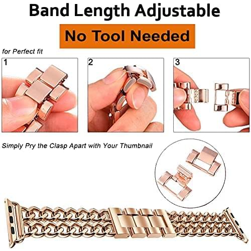 Zitel Band for Apple Watch Straps for Women Girls 46mm 45mm 44mm 49mm Series 10 9 8 7 6 5 4 3 2 1 SE - Rose Gold